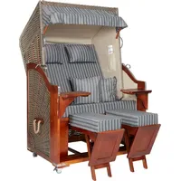 WebaVita Strandkorb Karibik 2-Sitzer Pinie Grau gestreift