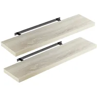 CASARIA 2x Wandregal Eiche mit Halterung 90cm Schwebend