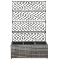 Furnicato Hochbeet mit Rankgitter 3 Töpfe 83×30×130cm Poly Rattan