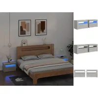 VidaXL Nachttische 2 Stk. mit LEDs Betongrau 60x35x40 cm