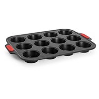 WOLL Bakeware Muffinform für 12 Stück, mit hitzebeständigen Silikongriffen