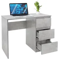 ML-Design Schreibtisch Grau Beton-Optik viel Stauraum, modern, 3 Schubladen,