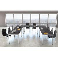 Kerkmann Prime Schreibtisch anthrazit L-Form, 6-Fuß-Gestell silber 180,0 x