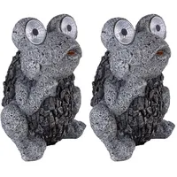 GLOBO Solarleuchte Frosch grau Solar Figur Frosch Außenlampe Steinoptik