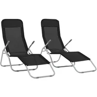 VidaXL Klappliegen 2 Stk. Textilene Schwarz