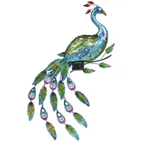 Hi LED-Solar Wandlicht Pfau, Gartendeko, 92cm lang