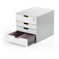 Durable Schubladenbox VARICOLOR® MIX SAFE weiß mit bunten Farblinien