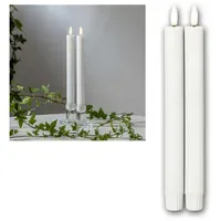 Star Trading LED Stabkerzen Flamme Stripe 25 cm weiß