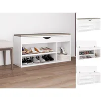 VidaXL Schuhbank mit Kissen Weiß 104x30x49 cm Holzwerkstoff