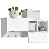 SoBuy FHK24-W Wandgarderobe Flurgarderobe Kleiderhaken Hängeregal mit 2 Klappen