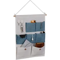 Relaxdays Hängeorganizer, 7 Fächer, 2 Haken, Baumwolle, HxB: 60x39