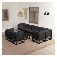 VidaXL Garten-Lounge-Set 9-tlg. Kiefer schwarz