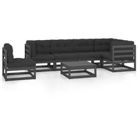 VidaXL Garten-Lounge-Set 7-tlg. Kiefer schwarz