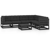 VidaXL Garten-Lounge-Set 7-tlg. schwarz Kiefer