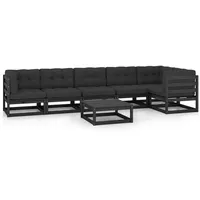 VidaXL Garten-Lounge-Set 7-tlg. Kiefer schwarz