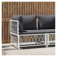 VidaXL Garten-Ecksofa mit Kissen Weiß Gewebe