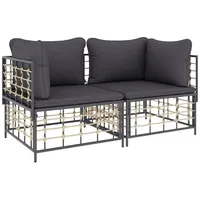 VidaXL Ecksofas mit Kissen 2 Stk. Modular Poly Rattan