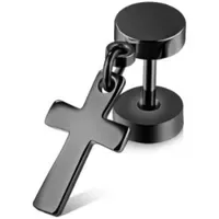 FIRETTI Ohrstecker Schmuck Geschenk Ohrschmuck einzeln Kreuz schwarz 6mm