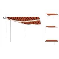 VidaXL LED Automatische Markise 450 x 350 cm orange/braun