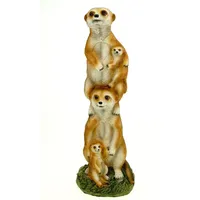 Kremers Schatzkiste Erdmännchenfamilie Figur Gartenfigur 36cm Meercat Tierfigur