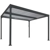 MCW Alu Pergola MCW-L41, Lamellen-Pavillon Terrassenüberdachung, stabiles 8cm-Metall-Gestell 3x3m