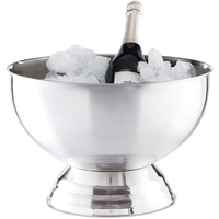Relaxdays Sektkühler Schale, XXL Eiswürfelbehälter für Wein, Champagner, Edelstahl,