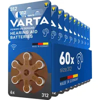 Varta Hörgerätebatterien Typ 312 braun, Batterien 60 Stück Vorratspack,