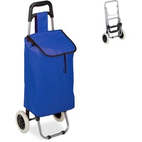 Relaxdays Einkaufstrolley Aluminium blau 30,0 x 40,0 x 91,0