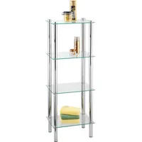 Wenko Regal Yago Viereckig Chrom mit 4 Glasablagen 104