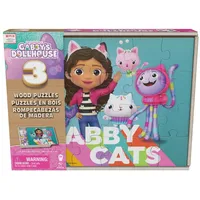 Spin Master Spinmaster Holzpuzzle Gabby’s Dollhouse Holzpuzzle-Sammlung, 3 miau-tastische