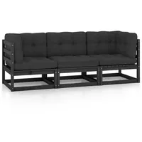 VidaXL 3-Sitzer-Gartensofa Loungesofa schwarz