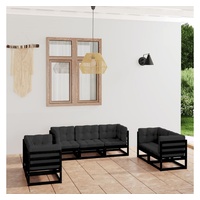VidaXL Garten-Lounge-Set 7-tlg. Kiefer Massivholz schwarz