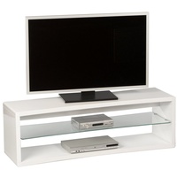 Stolkom SP.ZO.O TV-Lowboard CURVE, Weiß Hochglanz - Klarglas -