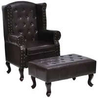 VidaXL Sessel mit Fußhocker Dunkelbraun Kunstleder