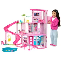 Barbie Traumvilla, 3-stöckiges Barbie-Haus mit 10 Spielbereichen inklusive Pool,