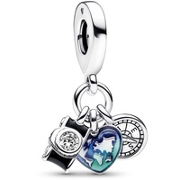 Pandora Moments Kamera, Herz & Kompass Dreifacher Charm-Anhänger aus