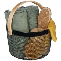 Relaxdays Drahtkorb Aufbewahrungskorb rund mit Henkel 28 x 26