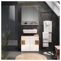 Vicco Badspiegelschrank Eden Weiß Hochglanz/Artisan-Eiche 70 x 78 cm