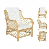 VidaXL Sessel mit Kissen Natürliches Rattan und Leinen