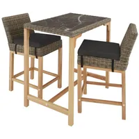 Tectake tectake® Rattan Tisch Kutina mit 2 Stühlen Latina