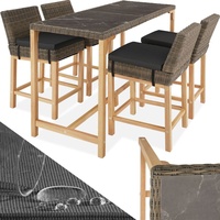 Tectake Rattan Tisch Lovas mit 4 Stühlen Latina, mit