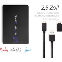 Hurricane 1TB 2.5 USB-C, tragbare Speicherplatte für Fotos TV