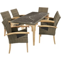 Tectake tectake® Rattan Tisch Foggia mit 6 Stühlen Rosarno