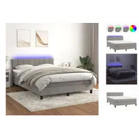 VidaXL Boxspringbett mit Matratze & LED Hellgrau 140x200 cm