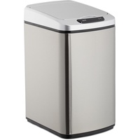 Relaxdays Sensor Mülleimer 12,0 l silber