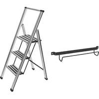 Wenko Alu-Design Klapptrittleiter 3 Stufen inkl. Leiternhalter silber