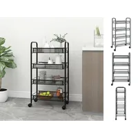 VidaXL Küchenwagen 4 Etagen Schwarz 46x26x85 cm Eisen
