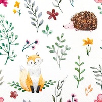 Home fashion Servietten "Fuchs/Igel", 33 x 33 cm, 20