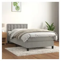 VidaXL Boxspringbett mit Matratze Hellgrau 100x200 cm Samt
