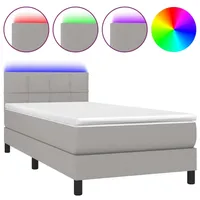 VidaXL Boxspringbett mit Matratze & LED Hellgrau 100x200 cm